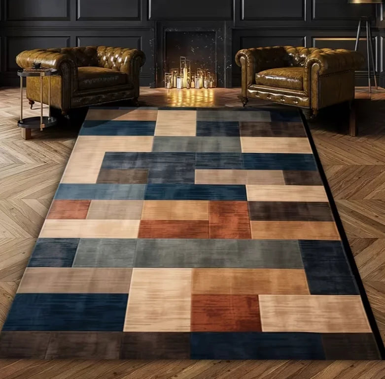 Imitation Cashmere Geometric Carpet Modern Art-Style Digital Printed Carpet Comfortable and Beautiful, Versatile Decoration Mats