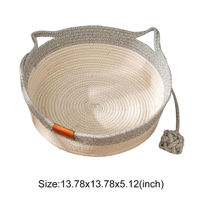 Pet Cat Bed Round Hand Woven Rattan Wear-resistant Cat Bed Summer Cooling Pet Bed Indoor Sleeping House Pet Products Accessories