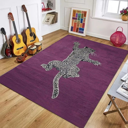 Cheetah Pattern Rug Retro Leaf Pattern Luxurious European Large Size Living Room Carpet Non-slip Bedroom Doormat Elegant Décor