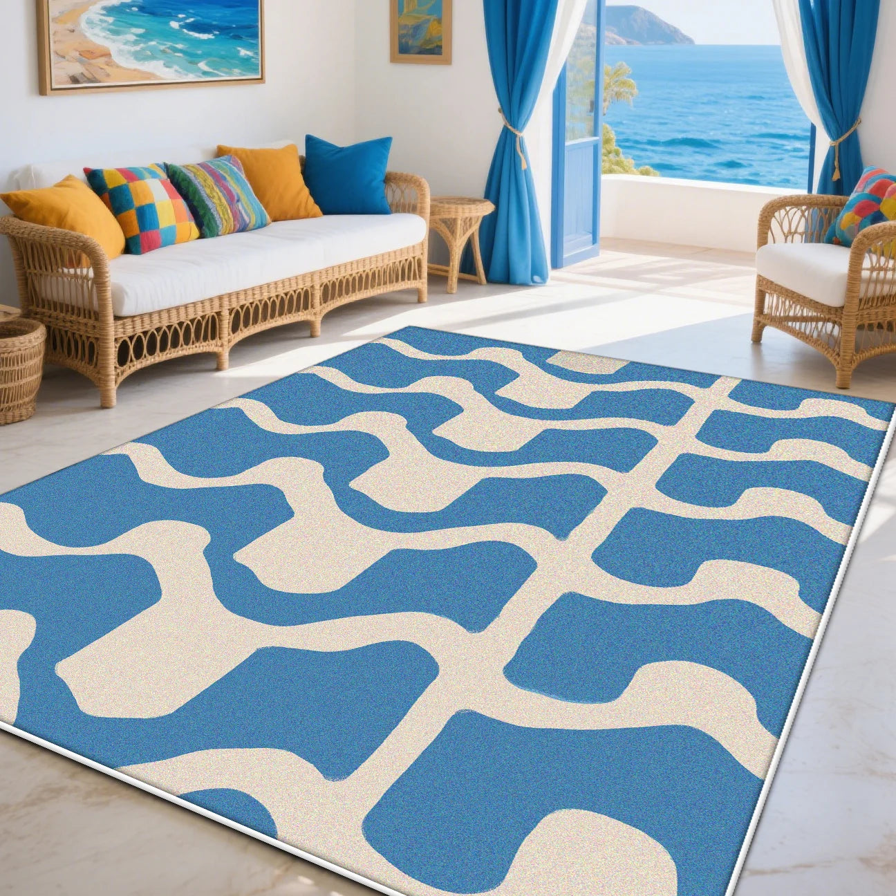 Modern Blue Living Room Sofa Carpet Decoration Bedroom Non-slip Machine Washable Area Rug Soft Fluffy Office Large Size Carpets