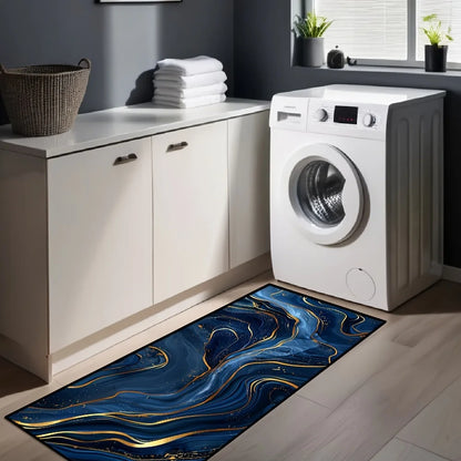 VIKAMA Navy Blue Luxury Runner Rug Stylish Hallway &amp; Meeting Room Long Rug Laundry Room Carpet Home Decor