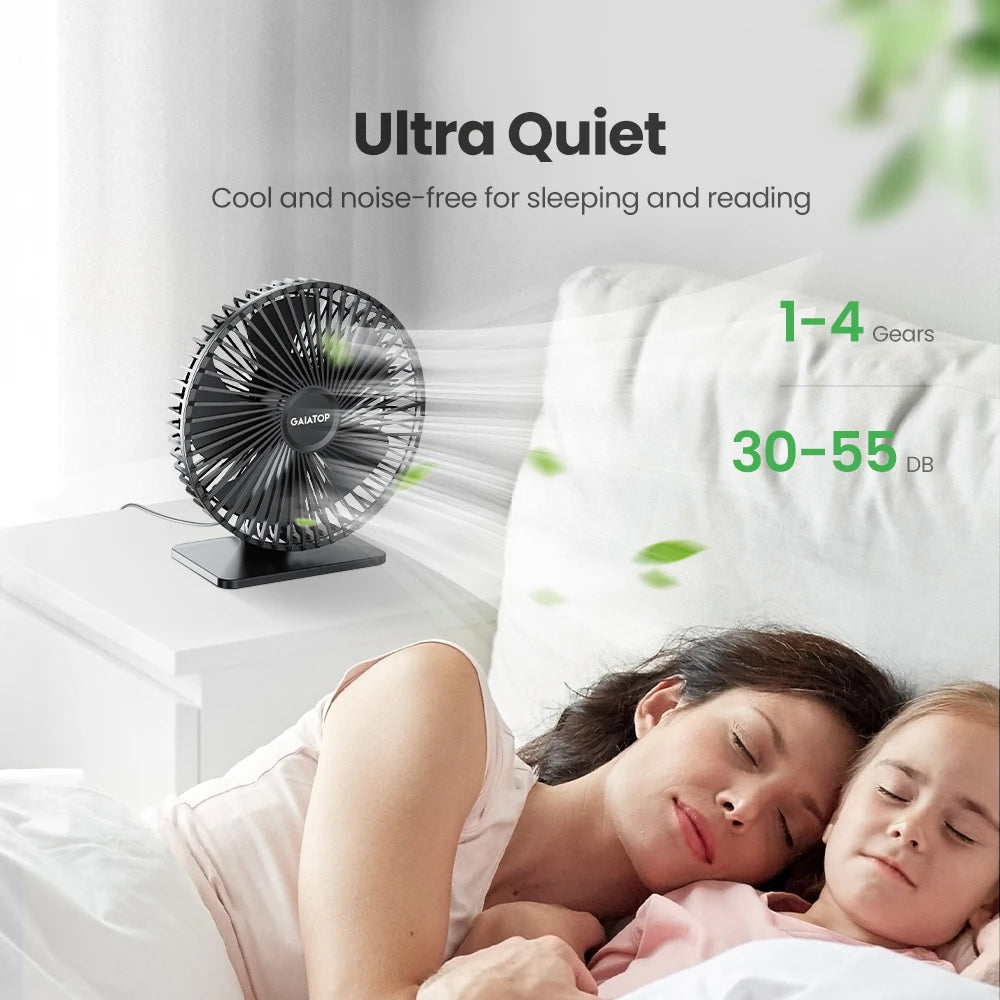 GAIATOP Desk Fan Portable USB Fan 90° Adjustable Cooling Fan Mute 3 Speed Adjustment Ultra Quiet Suitable For Home Desk Office