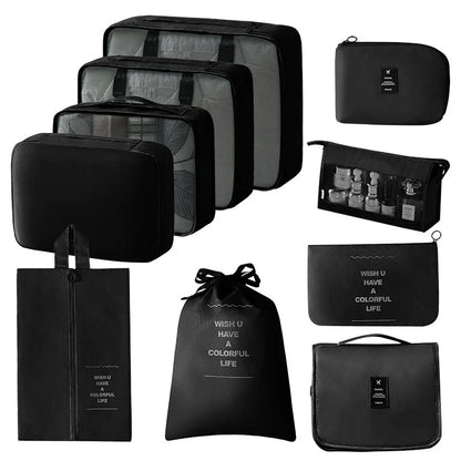 Travel Storage Bags Set 7/8/9/10-Piece Digital Toiletries Organizer Suitcase Packing Cubes for Clothes Shoes Clothes Tidy Pouch