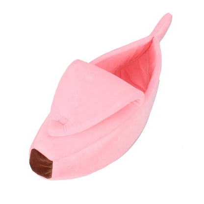 Semi Enclosed Banana Shaped Plush Pet Nest Warm Cat Dog Sleeping Bed Soft Villa House For Squirrel Totoro Small Animals
