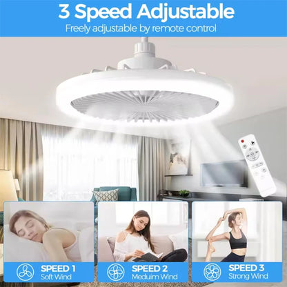 Rotatable 3in1 Ceiling Fan Light E27 LED Converter Base Smart Remote Control Bedroom Fans Lamp Study Kitchen Home Decoration