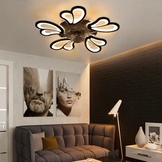 Modern Ceiling Fan with LED Light, Remote Control & Bluetooth , 6-Speed Wind Settings