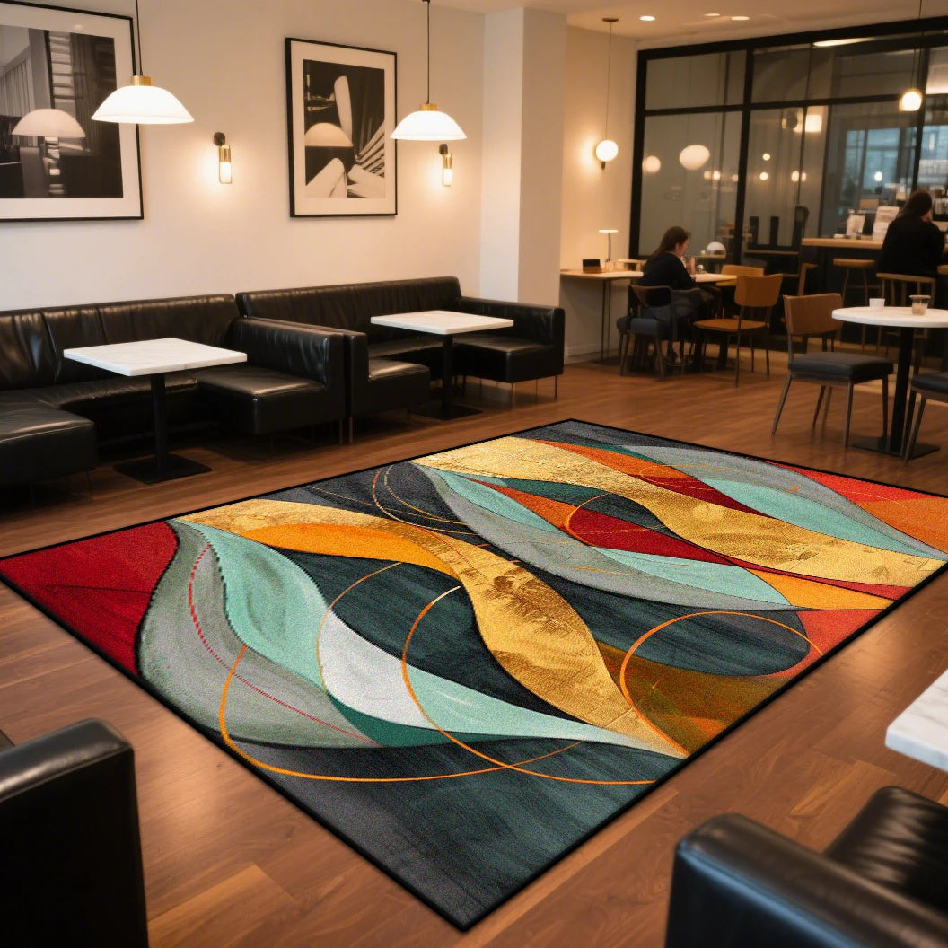 CARPET FOR LIVE ROOM Washable Large Area Rugs Abstract Style Area Rug Non-slip Decoration Home Modern Red Entrance Door Mat