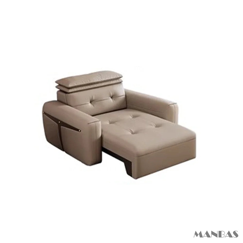 Electric Convertible Leather Sofa Bed with Adjustable Headrest