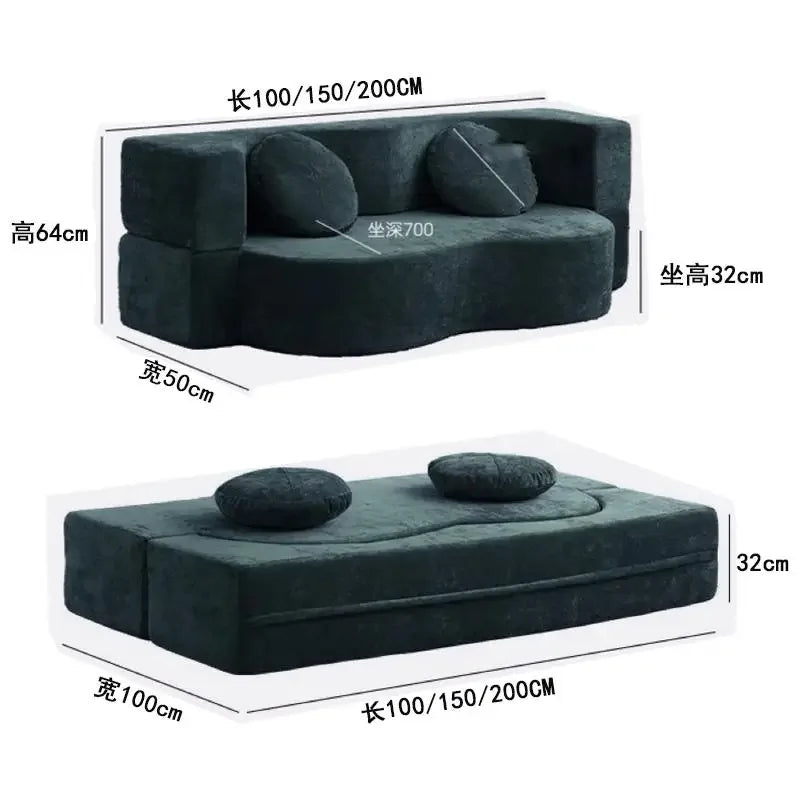 Vacuum Compressed Foldable Sofa Bed – Pure Sponge Multifunctional Modular Living Room Couch | Space-Saving Special Shaped Floor Sofa for Bedroom & Lounge