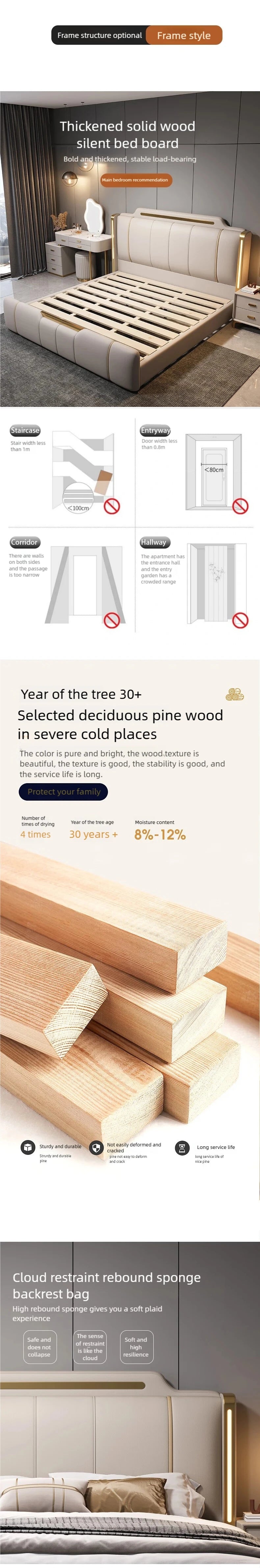 Modern Italian Luxe Leather Upholstered Bed