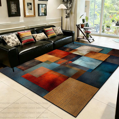 Modern Color Block Living Room Large Area Carpet Decoration Bedroom Washable Antiskid Area Rug Soft Easy Clean Office Seat Mats