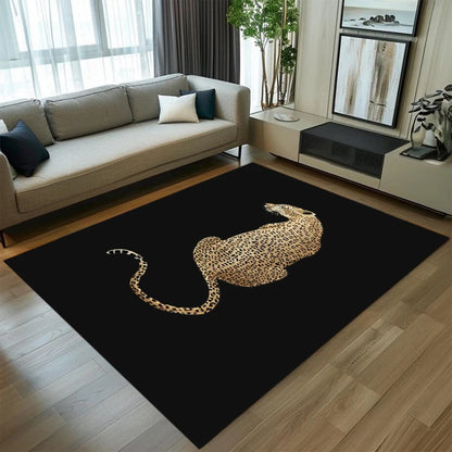 Cheetah Pattern Rug Retro Leaf Pattern Luxurious European Large Size Living Room Carpet Non-slip Bedroom Doormat Elegant Décor