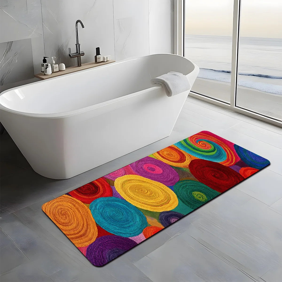 VIKAMA Colorful Carpet Runner Rug Round Loop Rug Kitchen Rug Bedroom Bedside Floor Mat Carpet For Live Room Bathroom Mat Home D