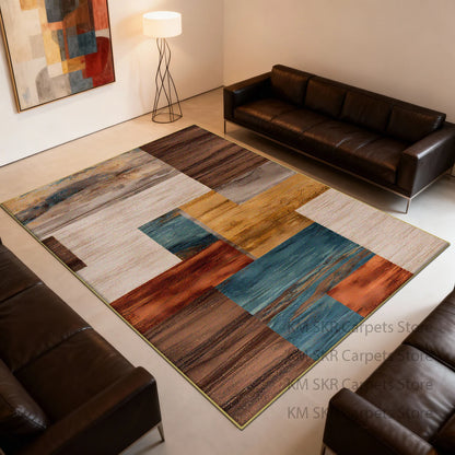 Modern Geometry Coloer Living Room Carpet Washable Non-slip Decoration Home Kitchen Rug Soft Fluffy Bedroom Large Area Sofa Mat