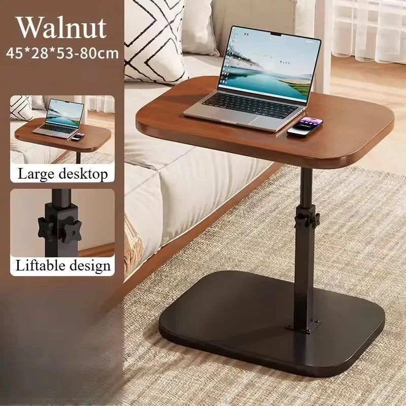 Adjustable height table - with wooden tabletop, portable sofa side table, suitable for coffee, office, and indoor/outdoor use Manwatstore