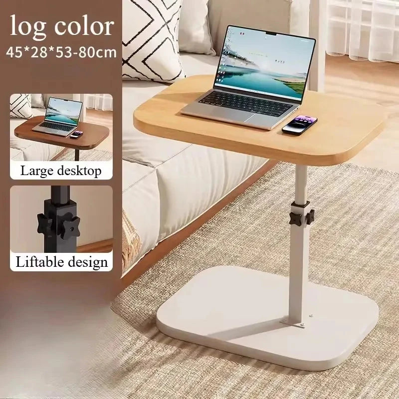 Adjustable height table - with wooden tabletop, portable sofa side table, suitable for coffee, office, and indoor/outdoor use Manwatstore