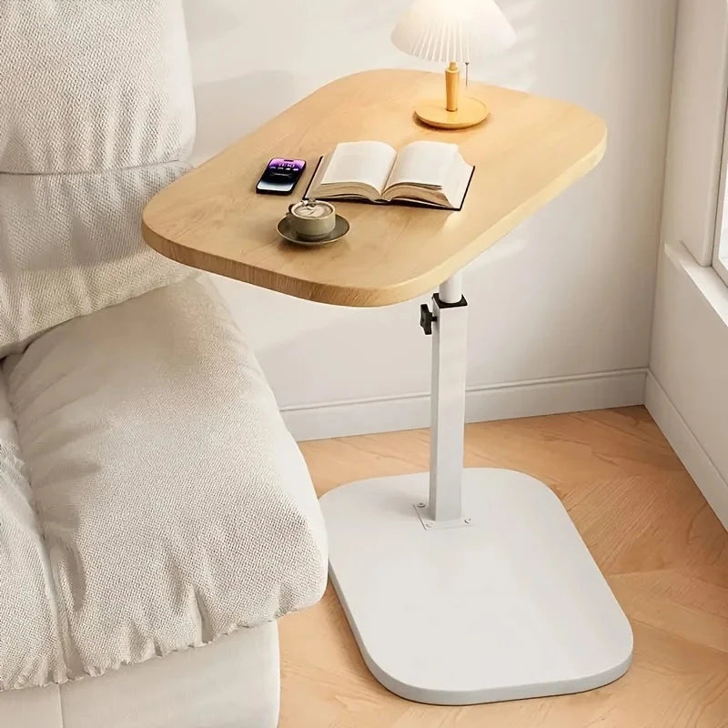 Adjustable height table - with wooden tabletop, portable sofa side table, suitable for coffee, office, and indoor/outdoor use Manwatstore