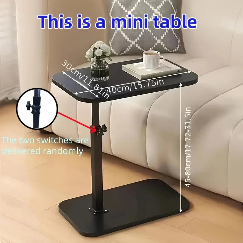 Adjustable height table - with wooden tabletop, portable sofa side table, suitable for coffee, office, and indoor/outdoor use Manwatstore