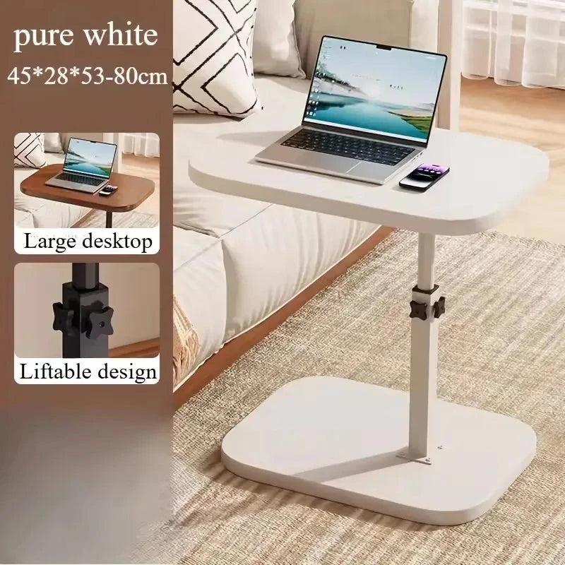 Adjustable height table - with wooden tabletop, portable sofa side table, suitable for coffee, office, and indoor/outdoor use Manwatstore