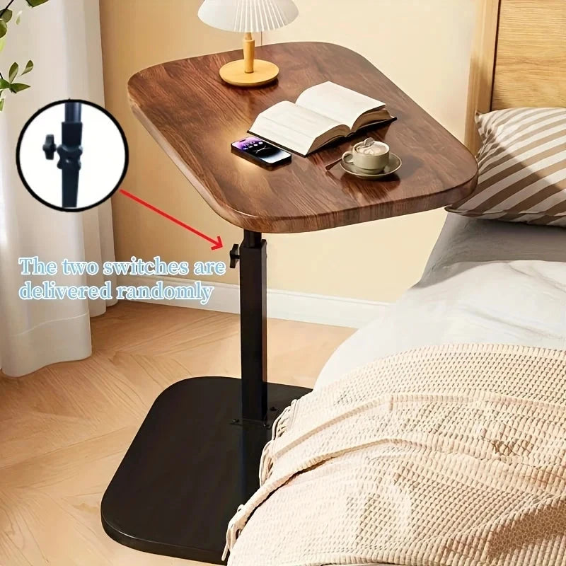 Adjustable height table - with wooden tabletop, portable sofa side table, suitable for coffee, office, and indoor/outdoor use Manwatstore