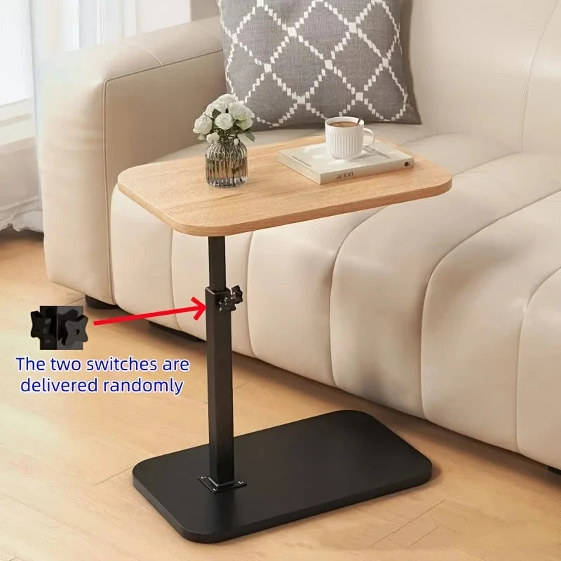 Adjustable height table - with wooden tabletop, portable sofa side table, suitable for coffee, office, and indoor/outdoor use Manwatstore