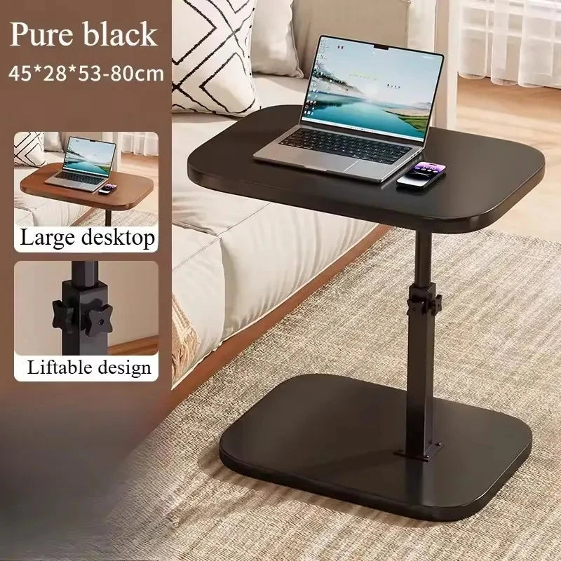 Adjustable height table - with wooden tabletop, portable sofa side table, suitable for coffee, office, and indoor/outdoor use Manwatstore