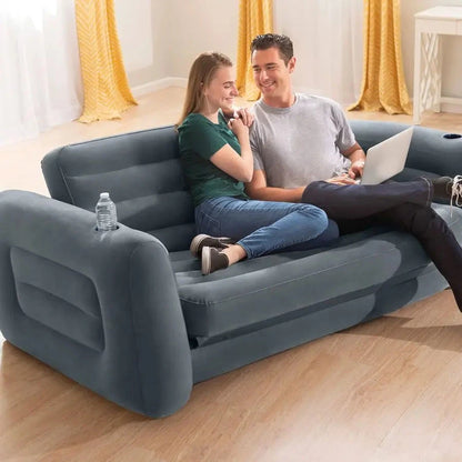 AirLuxe Queen Size Inflatable Sofa Bed – 3-Valve Quick Inflate Camping Couch Manwatstore