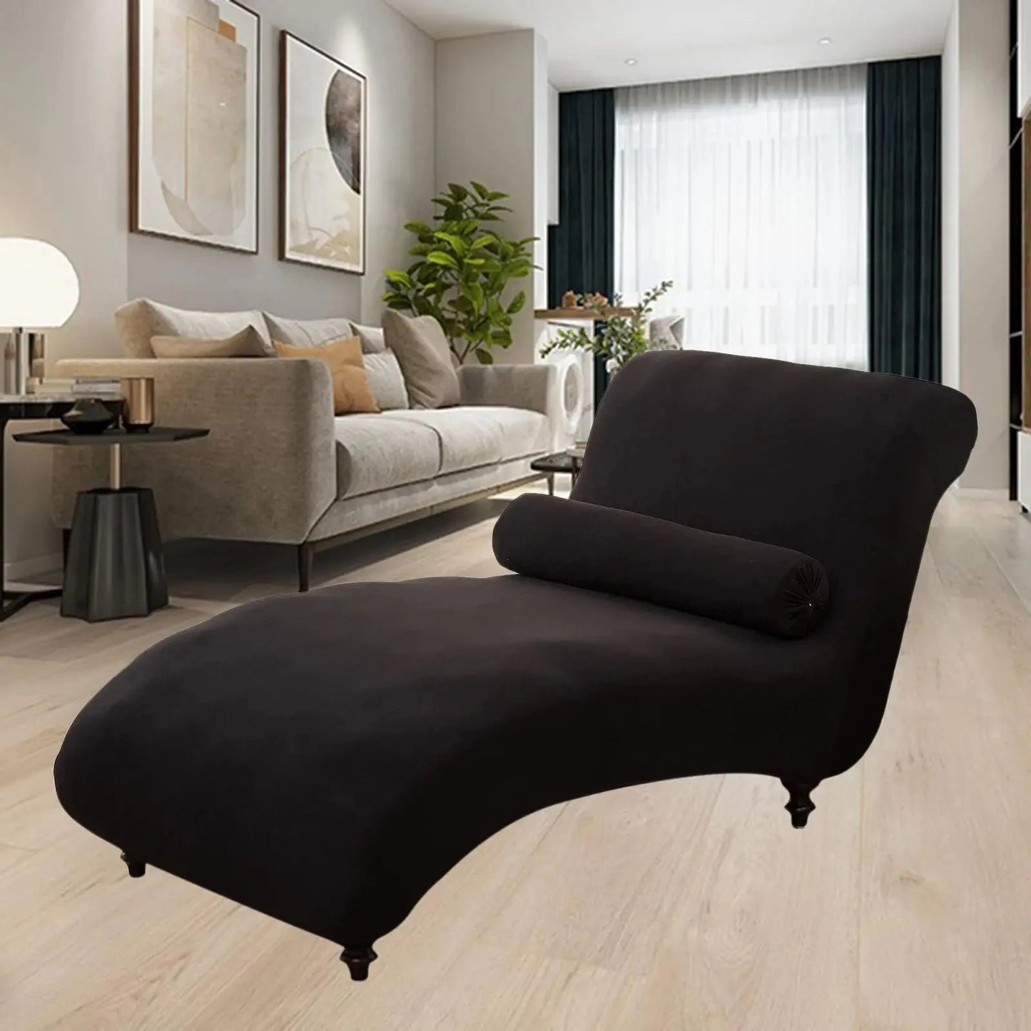 Armless Chaise Lounge Cover Living Room Bedroom Stretch Printing Chaise Slipcover for Indoor Furniture Cover Washable Manwatstore