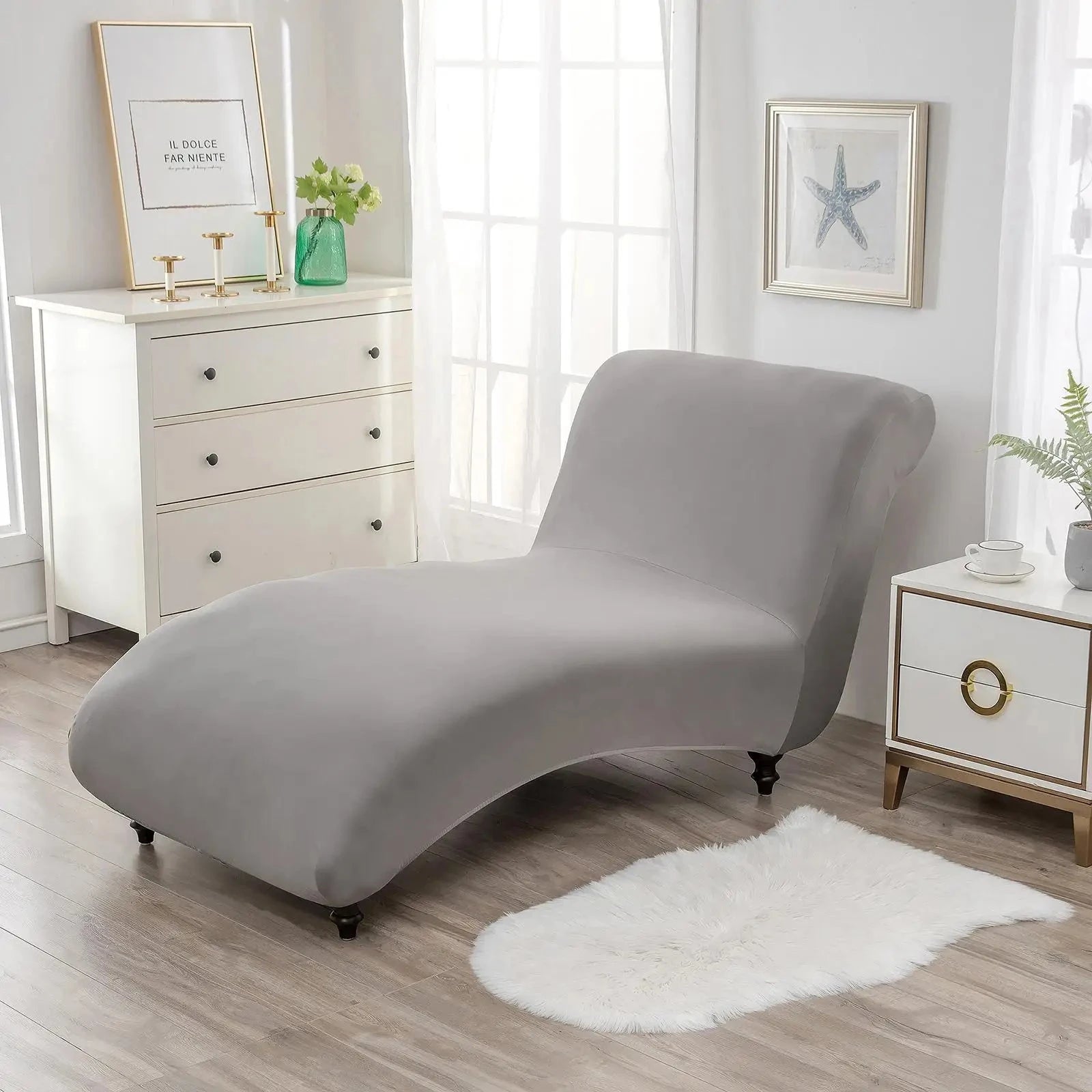 Armless Chaise Lounge Cover Living Room Bedroom Stretch Printing Chaise Slipcover for Indoor Furniture Cover Washable Manwatstore