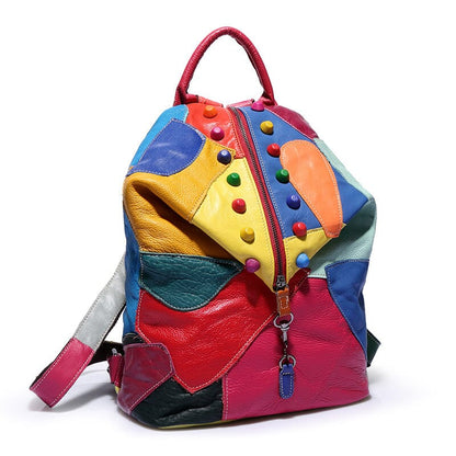 Backpack Cowhide Stitching Fashion Leather Handbags 0 Manwatstore