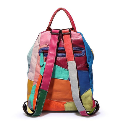 Backpack Cowhide Stitching Fashion Leather Handbags 0 Manwatstore