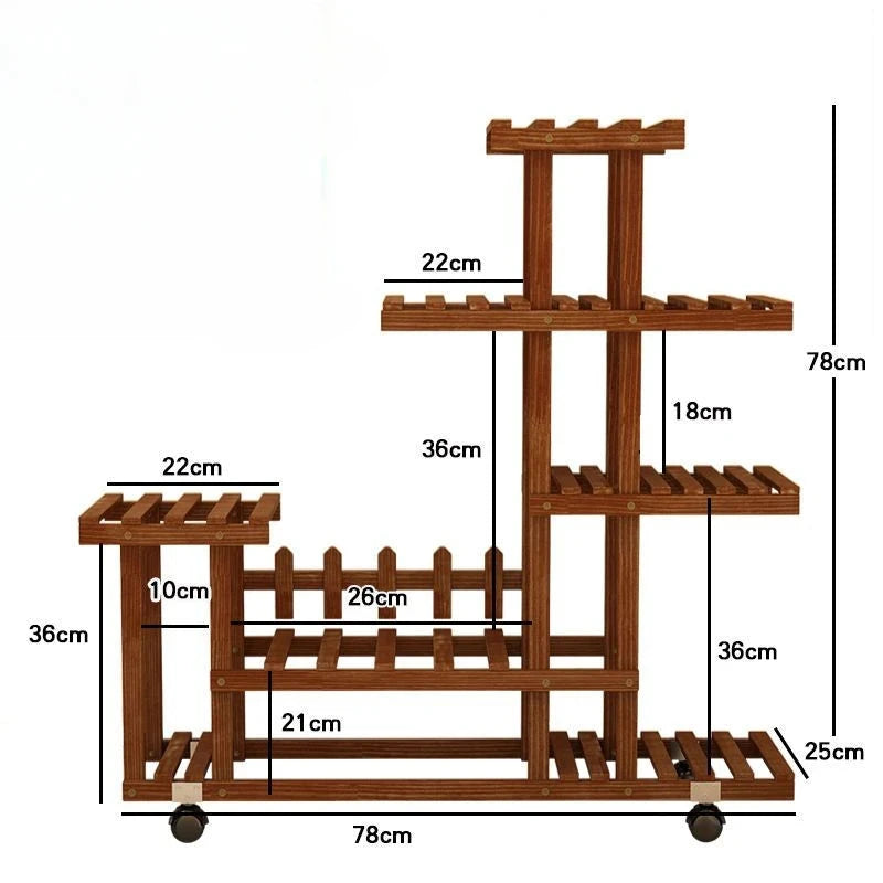 Balcony Flower Rack Multi-Layer Indoor Space Saving Floor-Standing Decorations Storage Rack Living Room Solid Wood Design Manwatstore