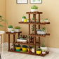 Balcony Flower Rack Multi-Layer Indoor Space Saving Floor-Standing Decorations Storage Rack Living Room Solid Wood Design Manwatstore