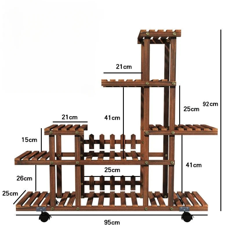 Balcony Flower Rack Multi-Layer Indoor Space Saving Floor-Standing Decorations Storage Rack Living Room Solid Wood Design Manwatstore