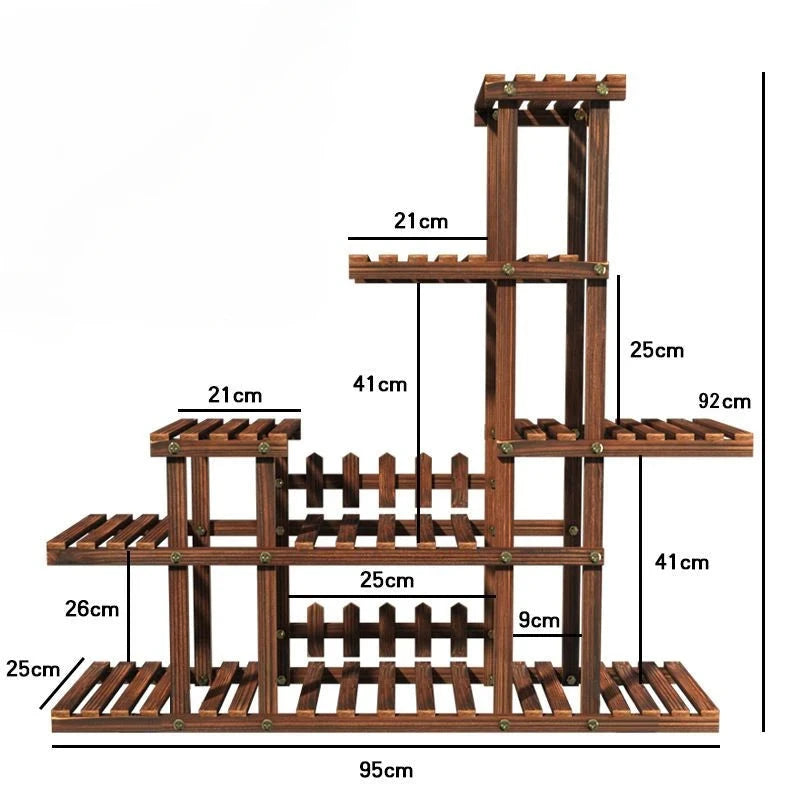 Balcony Flower Rack Multi-Layer Indoor Space Saving Floor-Standing Decorations Storage Rack Living Room Solid Wood Design Manwatstore