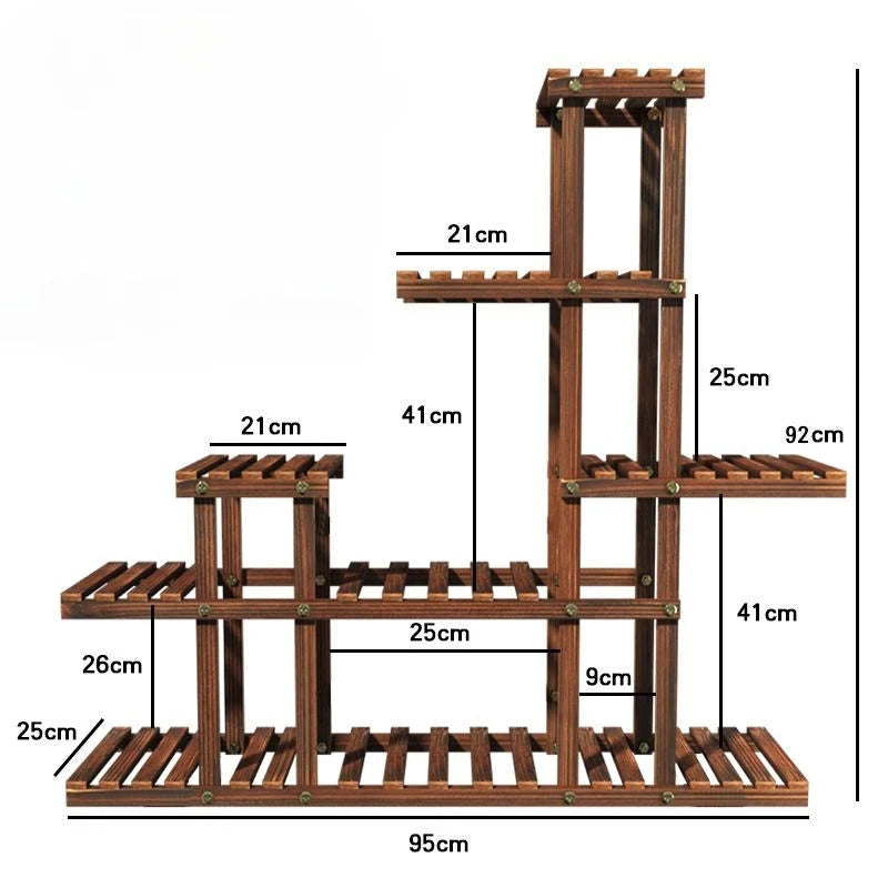 Balcony Flower Rack Multi-Layer Indoor Space Saving Floor-Standing Decorations Storage Rack Living Room Solid Wood Design Manwatstore