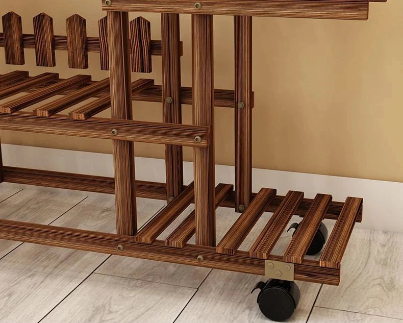 Balcony Flower Rack Multi-Layer Indoor Space Saving Floor-Standing Decorations Storage Rack Living Room Solid Wood Design Manwatstore