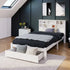 Bed with Shelves White Wooden Storage Bed Underbed Drawer Bed Manwatstore