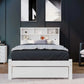 Bed with Shelves White Wooden Storage Bed Underbed Drawer Bed Manwatstore