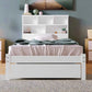 Bed with Shelves White Wooden Storage Bed Underbed Drawer Bed Manwatstore