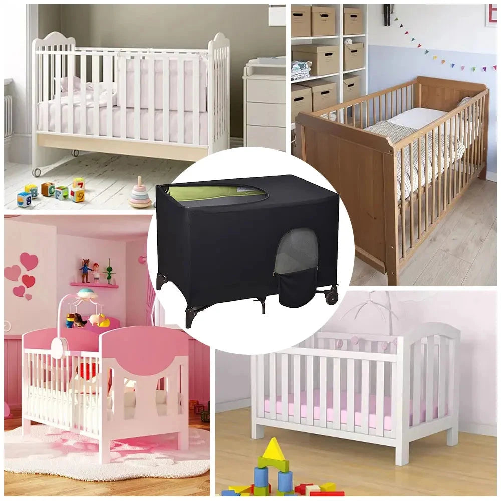 Blackout Crib Canopy Cover Stretchable Breathable Portable Baby Bed Blackout Tent Safety Compact Sun Shade Curtain Room Decor Manwatstore