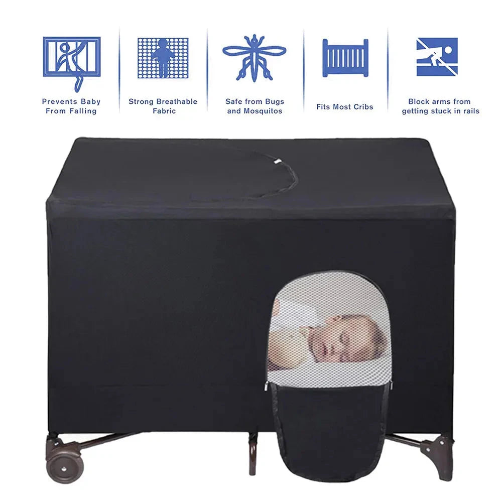 Blackout Crib Canopy Cover Stretchable Breathable Portable Baby Bed Blackout Tent Safety Compact Sun Shade Curtain Room Decor Manwatstore