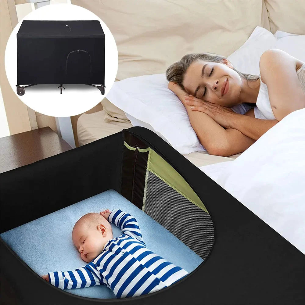 Blackout Crib Canopy Cover Stretchable Breathable Portable Baby Bed Blackout Tent Safety Compact Sun Shade Curtain Room Decor Manwatstore