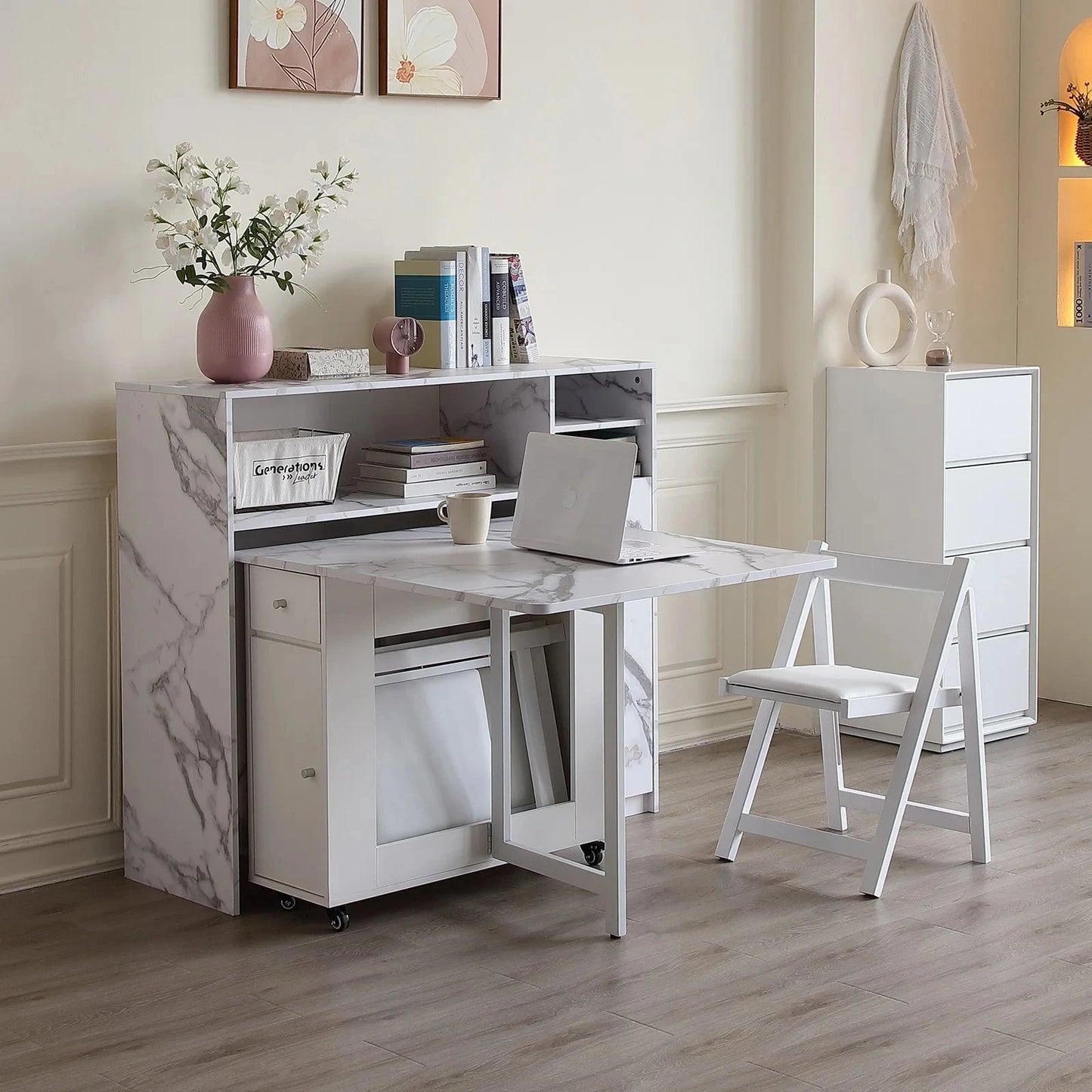 Buffet Cabinet with Storage, Sideboard for Storing Folding Table, Kitchen Storage Cabinet with Shelves, Modern Console Table Manwatstore