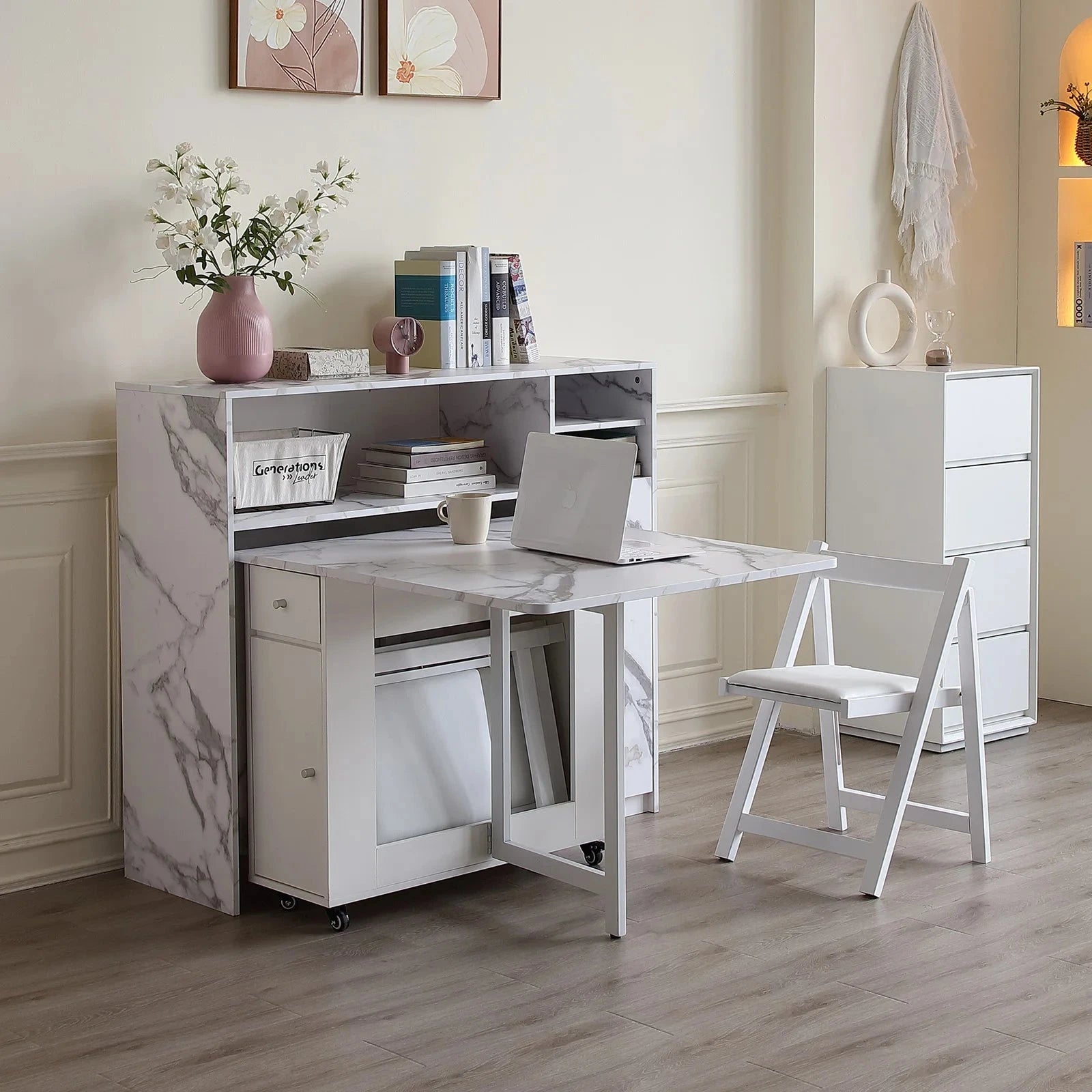 Buffet Cabinet with Storage, Sideboard for Storing Folding Table, Kitchen Storage Cabinet with Shelves, Modern Console Table Manwatstore