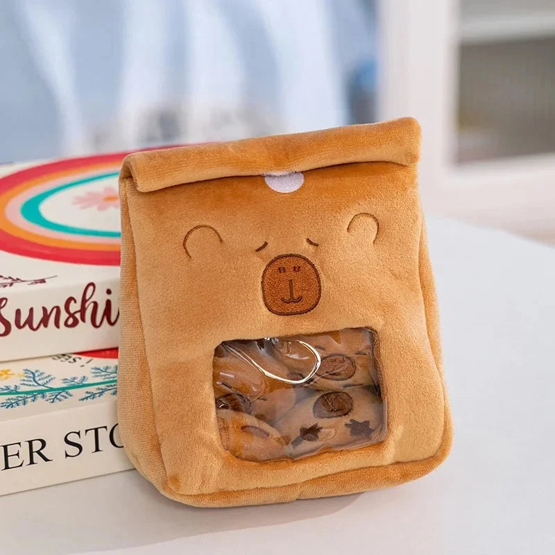 Cartoon A Bag of Capybara Snacks Doll Adorable Stuffed Capibara Doll Snack Bag Plush Toys Creative Pudding Bag Kawaii Kids Gifts Manwatstore