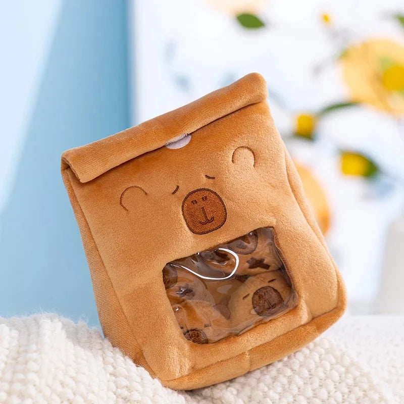 Cartoon A Bag of Capybara Snacks Doll Adorable Stuffed Capibara Doll Snack Bag Plush Toys Creative Pudding Bag Kawaii Kids Gifts Manwatstore