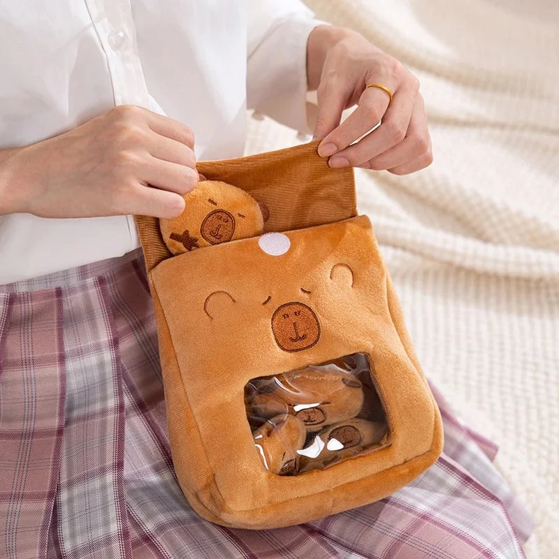 Cartoon A Bag of Capybara Snacks Doll Adorable Stuffed Capibara Doll Snack Bag Plush Toys Creative Pudding Bag Kawaii Kids Gifts Manwatstore