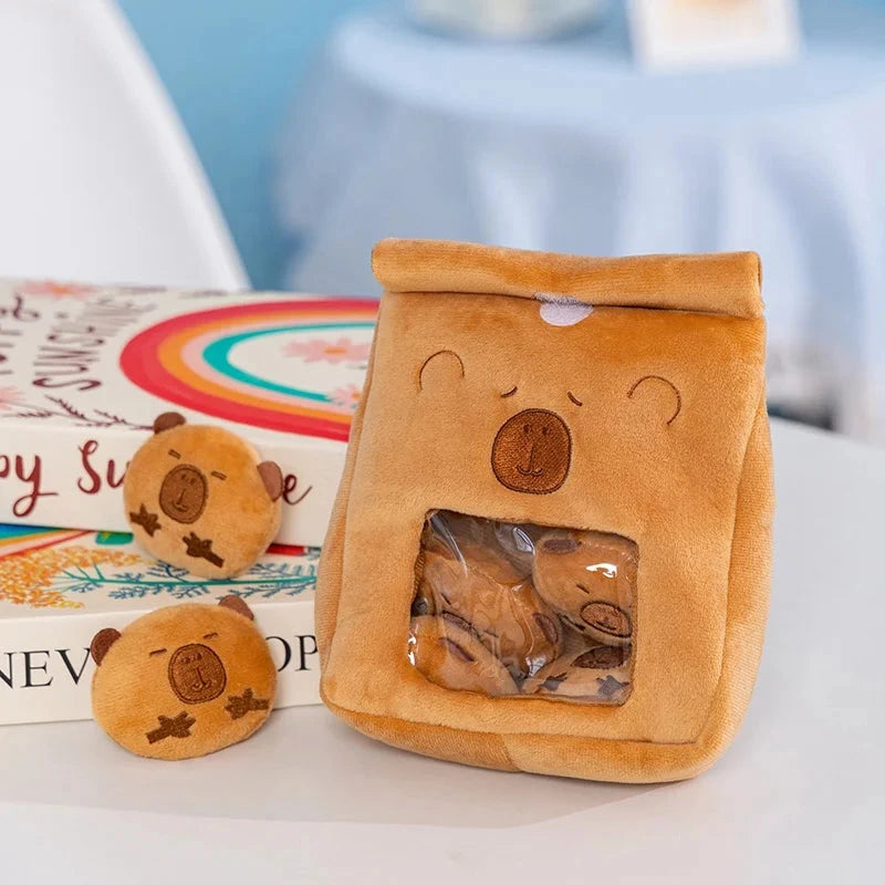 Cartoon A Bag of Capybara Snacks Doll Adorable Stuffed Capibara Doll Snack Bag Plush Toys Creative Pudding Bag Kawaii Kids Gifts Manwatstore