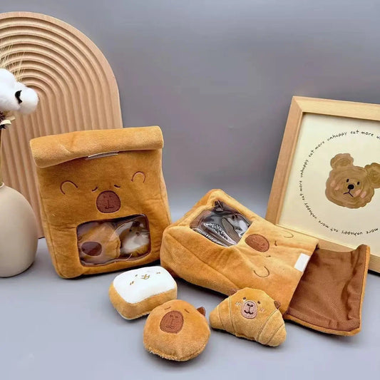 Cartoon A Bag of Capybara Snacks Doll Adorable Stuffed Capibara Doll Snack Bag Plush Toys Creative Pudding Bag Kawaii Kids Gifts Manwatstore